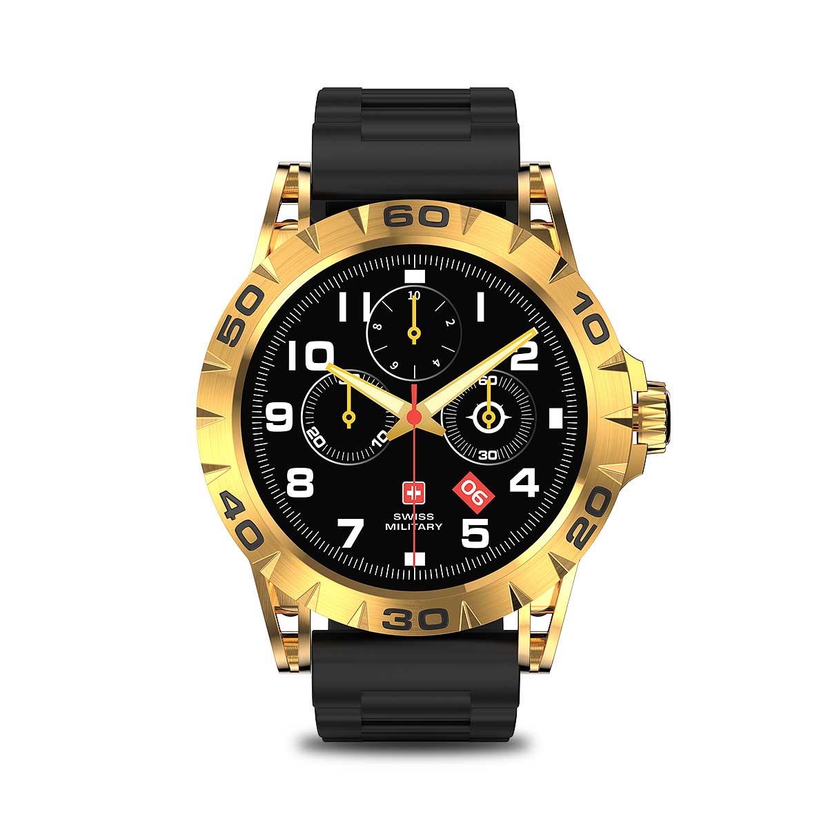 Dom 2 Yellow Gold Frame Silicon Strap Black